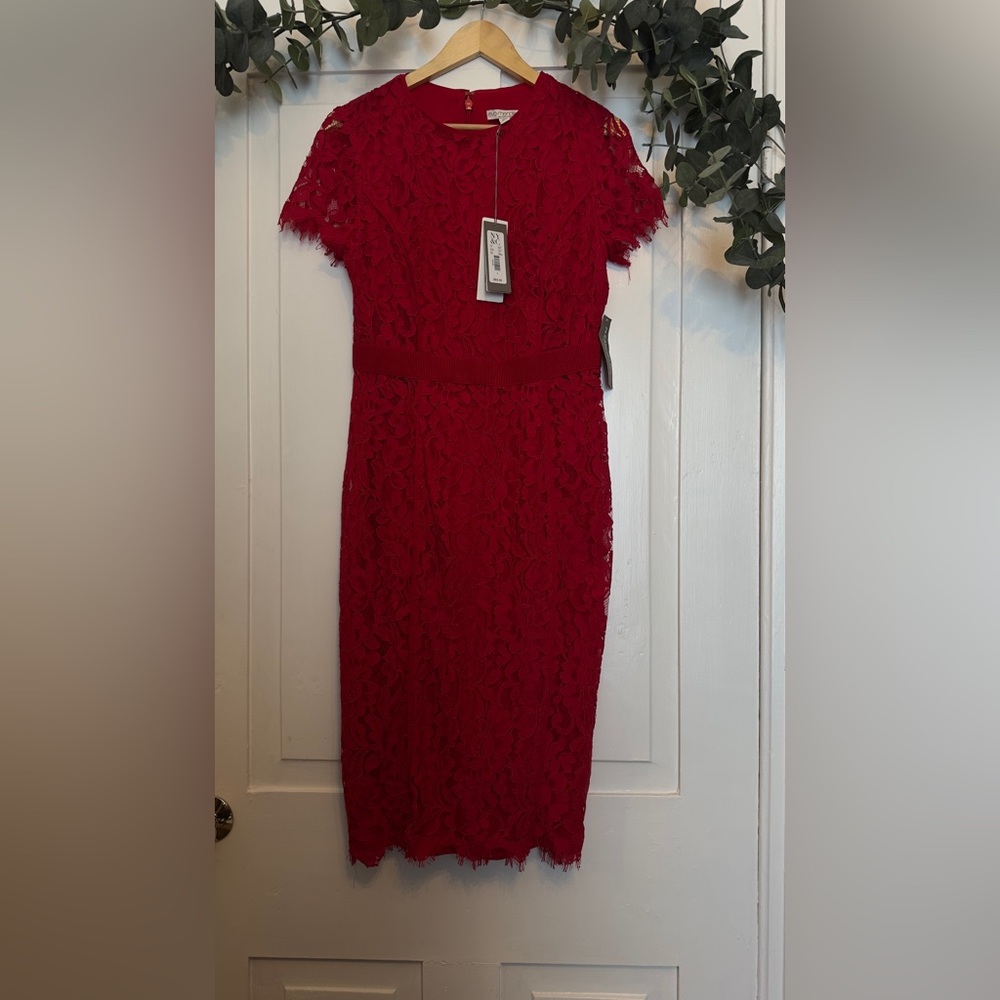New York and Company Eva Mendes Red Lace Dress NWT